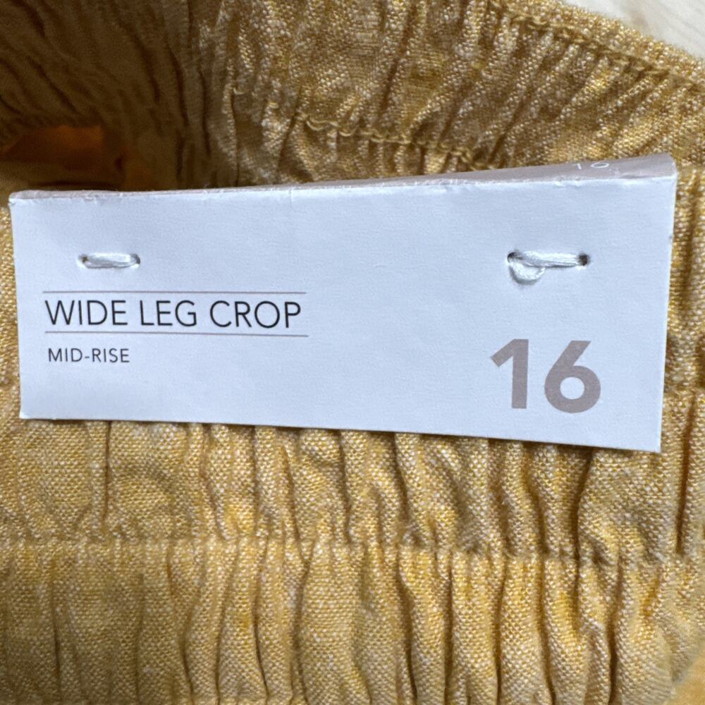 Lane Bryant Wide Leg Crop Pants Women 16 Yellow Mustard Linen Collection MidRise - Picture 13 of 15